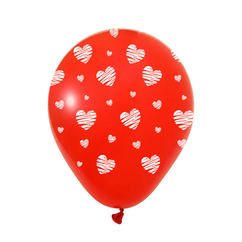 All Around Red Heart Printed 12" Balloon 100 PCS